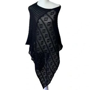 Italian Fratelli Talli Italian black sexy Knit Poncho One Size Fits Most